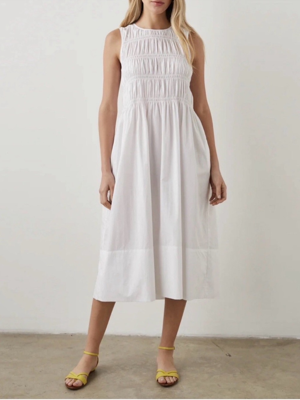 Rails Tilda dress - Sleeveless White Smocked Midi Dress